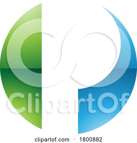 Green and Blue Glossy Circle Shaped Letter P Icon by cidepix
