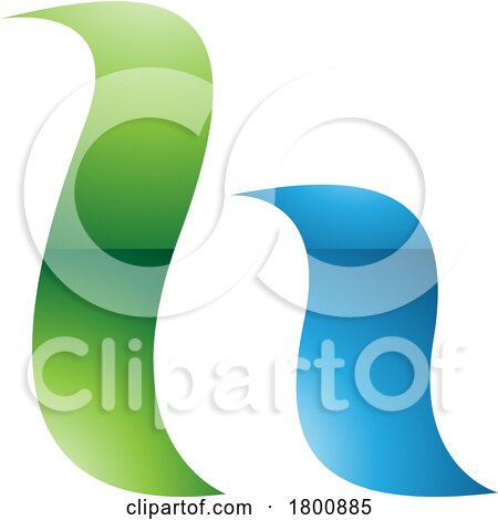 Green and Blue Glossy Calligraphic Letter H Icon by cidepix