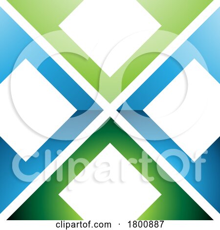 Green and Blue Glossy Arrow Square Shaped Letter X Icon by cidepix