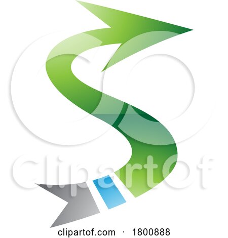 Green and Blue Glossy Arrow Shaped Letter S Icon by cidepix