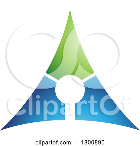 Green and Blue Deflated Glossy Triangle Letter a Icon by cidepix