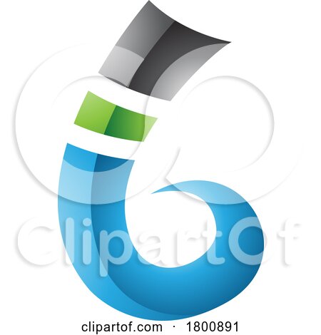 Green and Blue Curly Glossy Spike Shape Letter B Icon by cidepix