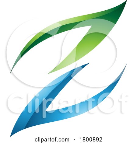 Green and Blue Glossy Fire Shaped Letter Z Icon by cidepix