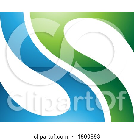 Green and Blue Glossy Fish Fin Shaped Letter S Icon by cidepix