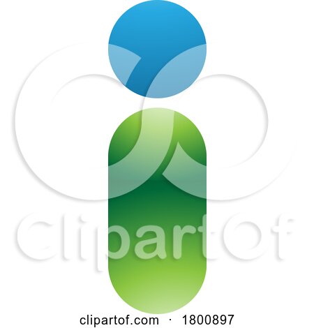 Green and Blue Glossy Abstract Round Person Shaped Letter I Icon by cidepix