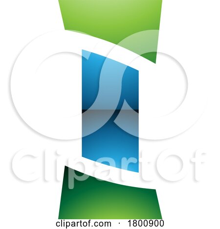Green and Blue Glossy Antique Pillar Shaped Letter I Icon by cidepix