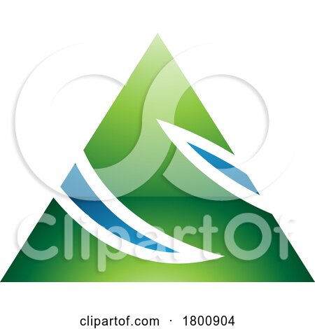 Green and Blue Glossy Triangle Shaped Letter S Icon by cidepix