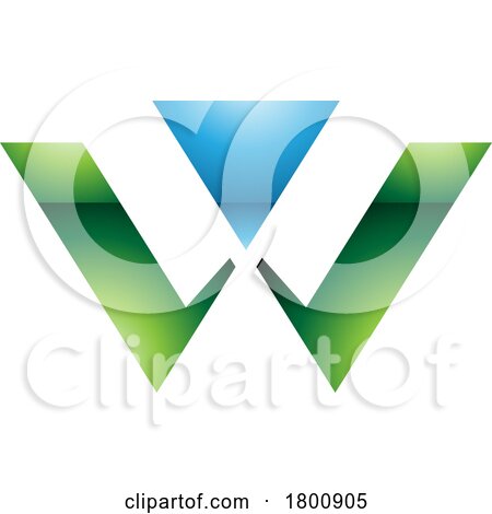Green and Blue Glossy Triangle Shaped Letter W Icon by cidepix