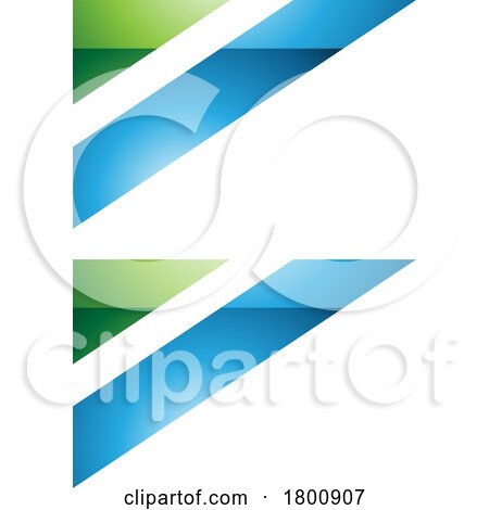Green and Blue Glossy Triangular Flag Shaped Letter B Icon by cidepix