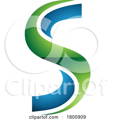 Green and Blue Glossy Twisted Shaped Letter S Icon by cidepix