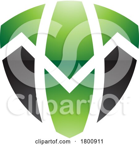 Green and Black Glossy Shield Shaped Letter T Icon by cidepix