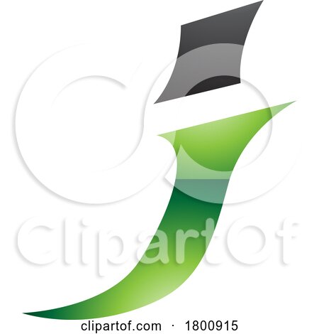 Green and Black Glossy Spiky Italic Letter J Icon by cidepix