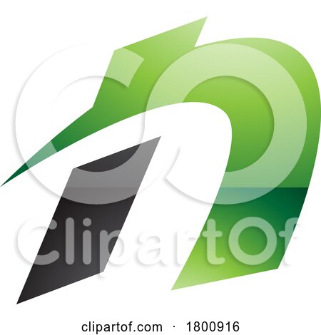Green and Black Glossy Spiky Italic Letter N Icon by cidepix