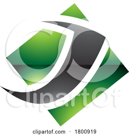 Green and Black Glossy Diamond Square Letter J Icon by cidepix
