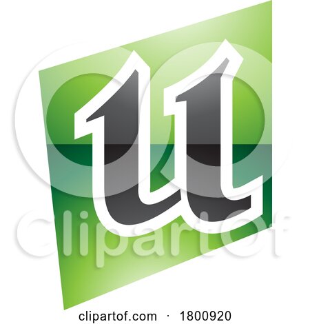 Green and Black Glossy Distorted Square Shaped Letter U Icon by cidepix