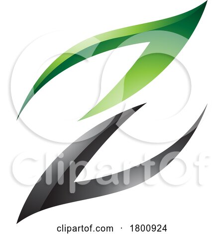Green and Black Glossy Fire Shaped Letter Z Icon by cidepix