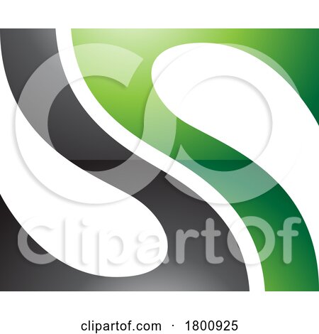 Green and Black Glossy Fish Fin Shaped Letter S Icon by cidepix