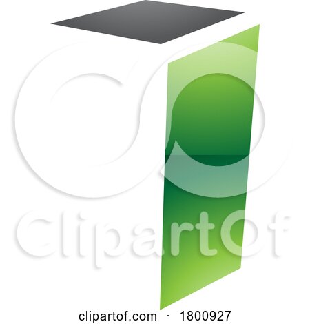 Green and Black Glossy Folded Letter I Icon by cidepix