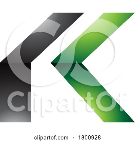 Green and Black Glossy Folded Letter K Icon by cidepix