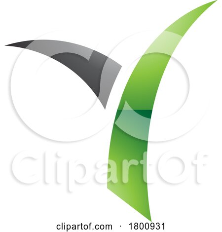 Green and Black Glossy Grass Shaped Letter Y Icon by cidepix