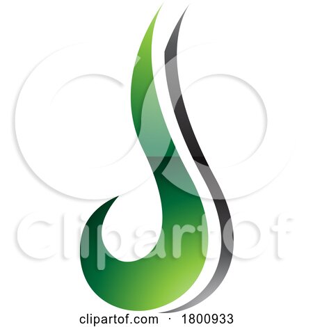 Green and Black Glossy Hook Shaped Letter J Icon by cidepix
