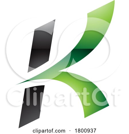 Green and Black Glossy Italic Arrow Shaped Letter K Icon by cidepix
