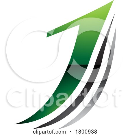 Green and Black Glossy Layered Letter J Icon by cidepix