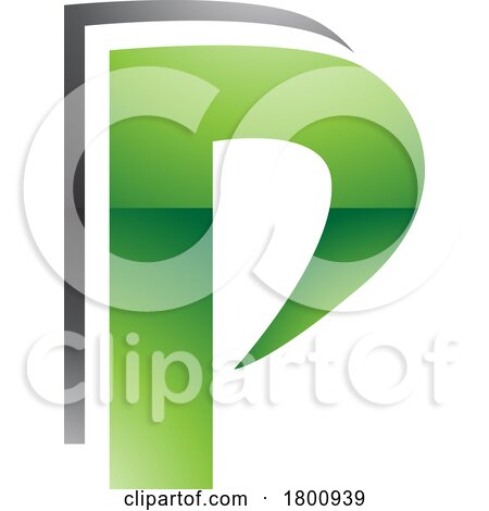 Green and Black Glossy Layered Letter P Icon by cidepix