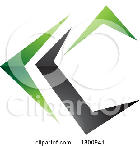 Green and Black Glossy Letter C Icon with Pointy Tips by cidepix