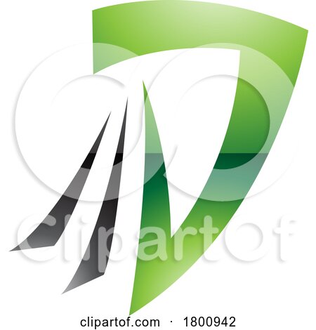 Green and Black Glossy Letter D Icon with Tails by cidepix