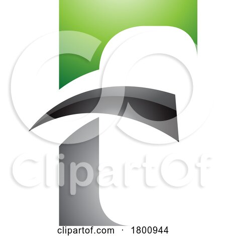 Green and Black Glossy Letter F Icon with Pointy Tips by cidepix