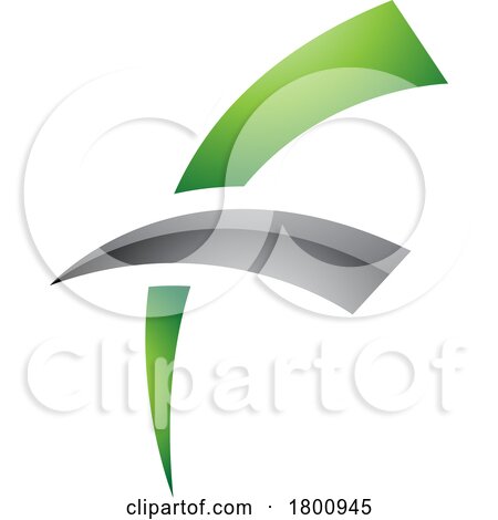 Green and Black Glossy Letter F Icon with Round Spiky Lines by cidepix