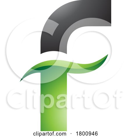 Green and Black Glossy Letter F Icon with Spiky Waves by cidepix