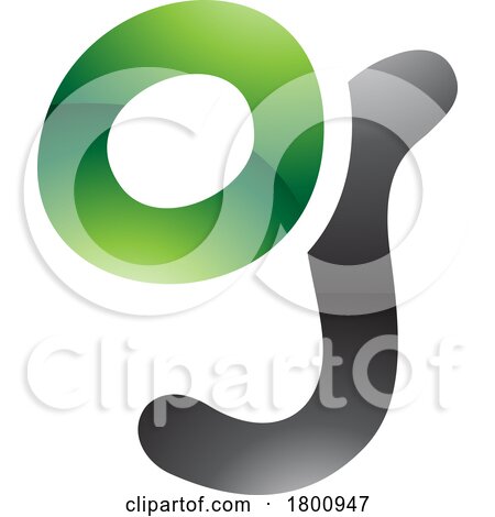 Green and Black Glossy Letter G Icon with Soft Round Lines by cidepix