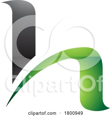 Green and Black Glossy Letter H Icon with Round Spiky Lines by cidepix