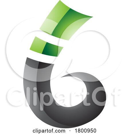 Green and Black Curly Glossy Spike Shape Letter B Icon by cidepix