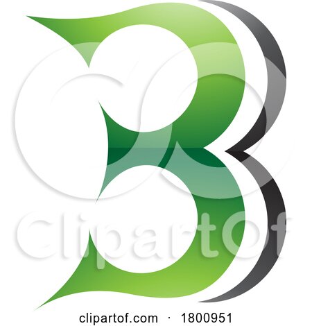 Green and Black Curvy Glossy Letter B Icon Resembling Number 3 by cidepix