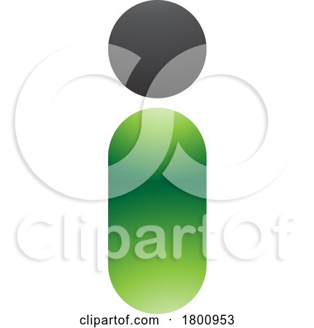 Green and Black Glossy Abstract Round Person Shaped Letter I Icon by cidepix