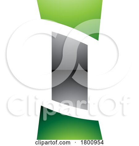 Green and Black Glossy Antique Pillar Shaped Letter I Icon by cidepix