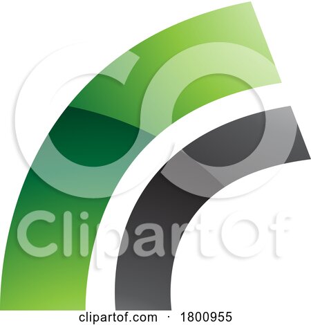 Green and Black Glossy Arc Shaped Letter R Icon by cidepix