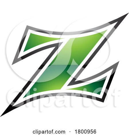 Green and Black Glossy Arc Shaped Letter Z Icon by cidepix