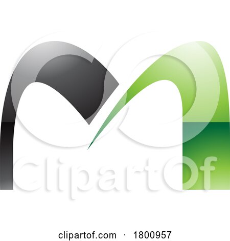 Green and Black Glossy Arch Shaped Letter M Icon by cidepix