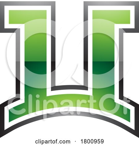 Green and Black Glossy Arch Shaped Letter U Icon by cidepix