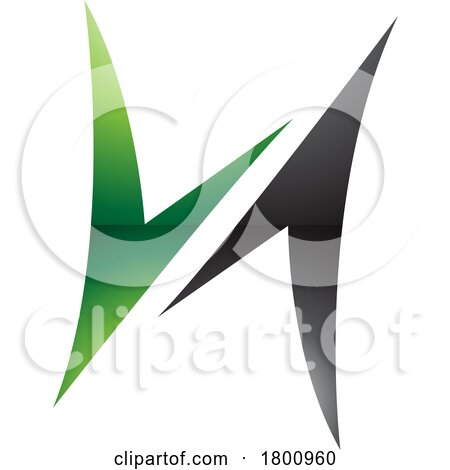 Green and Black Glossy Arrow Shaped Letter H Icon by cidepix
