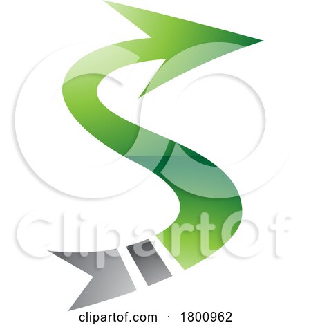Green and Black Glossy Arrow Shaped Letter S Icon by cidepix