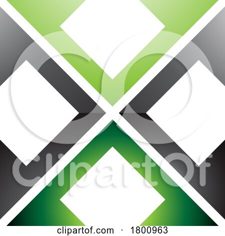 Green and Black Glossy Arrow Square Shaped Letter X Icon by cidepix