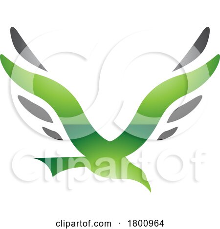 Green and Black Glossy Bird Shaped Letter V Icon by cidepix