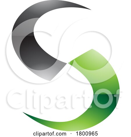Green and Black Glossy Blade Shaped Letter S Icon by cidepix