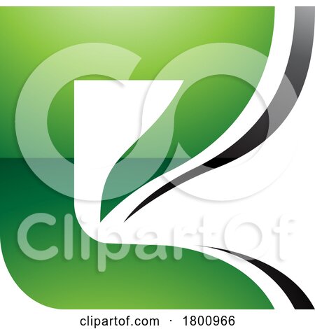 Green and Black Wavy Layered Glossy Letter E Icon by cidepix