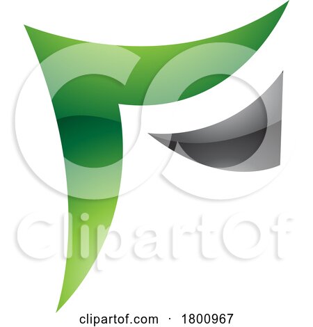 Green and Black Wavy Glossy Paper Shaped Letter F Icon by cidepix